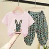 Vêtements Ensembles Girls Set Mothers Childrens NOUVEAU SUMBRE SUMBRE T-shirt Coton Baby Baby 2 pièces Pantalons à manches courtes Q240425