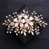Wedding Hair Jewelry Gold Color Crystal Pearl Hair Comb Headband Tiara For Women Bride Party Bridal Wedding Hair Accessories Jewelry Comb Headband d240425