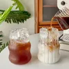 INS GLASS Cup HeatreSistant Tobushware Drinkware Transparent Tea Juice Milk Café Masse de maison de maison Stripe 410650530ML 240418