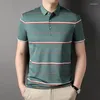 Polos masculins à deux couleurs à rayures Men de polo-shirt Absorption d'humidité respirable haut à manches