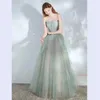 Runway Dresses Green Luxury Celebrity Dress Strapless Boat Neck Sleeveless A-line Applique Sequins Lace Embroidery Women Formal Party Prom