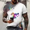 メンズTシャツカラーグラフィティハンドプリント3D印刷と女性用TシャツHD短袖の特大の夏のトップス