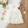 Meisjesjurken witte babymeisjes jurken mouwloze dunne ademende kinderen kleding zomer bloemen casual peuter kinderen kostuum 0 tot 3 jaar oud D240425