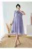 マタニティドレス韓国スタイルの夏の妊婦レースピーターパンカラー半袖ウェディングドレス妊婦シフォンパーティードレスパープル