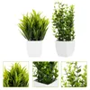 Decorative Flowers 2 Pcs Plastic Outdoor Planters Artificial Potted Fake Home Plants Bonsai False Office