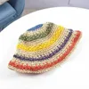 Breitkrochhelme Bucket Hats Neue koreanische Style Multicolorfaltbares Sonnenhäkethut für Strandreisen und Urlaub handgefertigt J240425