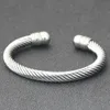 Fine 925 Bracelets de prata esterlina elegante Twisted Wire Bangle for Women Fashion Party Wedding Jewelry Christmas Presente 240424