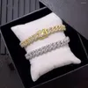 Colliers pendants Hip Hop Bijoux Habit Cuban Link 7 mm Largeur S925 Bracelet Moisanite Bright Silver Silver Bright 7 mm S925