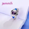 Cluster Rings 925 Sterling Silver Blue Fire Opal Finger RingLuxury Purple Water Drop Gemstone Wedding Engagement For Women