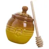 Dinnerware Sets Ceramic Honey Jar Syrup Jars Lidded Container Bulk Grease Practical Dispenser Dipper