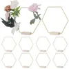 Dekorativa figurer 10st Hexagonal Floral Hoop Metal Hoops med träbaser Bröllopsbord Centerpiece Dining Decor Wreath Ring