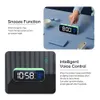 Music LED Digital Alarm Clock Voice Control Temperature Humidity Display Desktop Clocks Home Table Decoration Built-in 1200mAh 240417