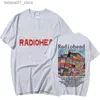 T-shirts masculins T-shirt imprimé Radiohead Retro pour hommes T-shirt Unisexe surdimensionné 100% pur pur
