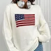 Women's Sweaters Cashmere Knitted O Neck Sweater For Women Long Sleeve Fashion Pullover Five Pointed Star Embroidery Striped Jumper 2024