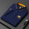 Men's Polos 2023 New Embroidered Polo Shirt Mens High-end Luxury Top Summer Casual Lapel Short Sleeve T-shirt Korean Fashion MensL2425