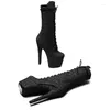 Dance Shoes Leecabe 17CM/7inches Glitter Upper Pole Dancing High Heel Platform Boots Closed Toe