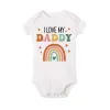 One-Pieces Ich liebe Mama Daddy Regenbogen gedruckte Neugeborene Babykörper