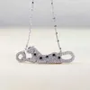 Original Designer New Carter Necklace Leopard Head Collar Chain Womens Full Diamond Mönster Cheetah Double Ring Sweater Platinum 59DV