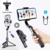 Sticks selfie stick med gimbal stabilisator LED -ljus stativ för telefon mobilcellhållare stand action kamera smartphone monopod knapp