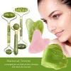 Massager Guasha Natural Stone Jade Face Massage Gua Sha Massager Tool Massage Jade Roller Set visage rouleau de massage rouleau visage