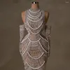 Vestidos de fiesta Serene Hill Arabic Nude Mermaid Dubai Luxury Beading Pearls Gowns for Women Wedding 2024 GLA72091A