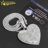 Luxury Big Heart completamente ghiacciato Baguette Diamond Silver 925 Custom Moissanite Hip Hop Pendant