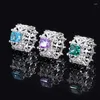 Clusterringe elegant 7,7 7,7 mm blau lila grünes quadratisch hoher carbon diamant s925 sterling silberring für Frauen Luxusschmuck Jubiläum