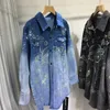 Blouses feminina Mulheres estrelas Strinstones lantejoulas estreladas Denim Cardigan Diamonds Moon Jeans Casaco Biço Médio Jaqueta de Cowboy