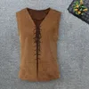 Herrenwesten V-Ausschnitt Weste Pirat für Männer Vintage Schnüre-up ärmellose Tanktop Cosplay Halloween Party Rollenspiele Aufführung