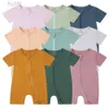 Artırıcılar 0-24m Bambu Elyaf Bebek Romper Toddler Giyim Giysileri Kısa Kollu Bebek Pijamaları Onesies Yenidoğan için Katı Bodysuit D240425