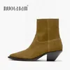 Boots Women Boots 2023 Vintage Brown Cowboy Boots Botas Autumn Fashion Pointed Toes Boots Boots Chunky Woman Boot hembra H240425