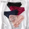 Majtki majtki Finetoo 3PCs/Set Kobiety Koronkie majtki Seksowne kwiatowe briefy Niski bieliznę Dziewczęta M-2xl Plus rozmiaru Ladies bielizna 2021 Y240425