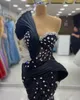 2024 Plus Size Black Prom Dresses for Black Women Promdress Illusion Mermaid Evening Dresses Elegant Beaded Lace Rhinestones Birthday Dress Reception Gowns AM777