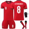 2024 Jersey de futebol de Portugal Tamanho 7 C Ronaldo 8b Taxa 11 Phillips Cup Childrens Set Correct versão