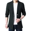 Men's Sweaters Spring Autumn High-end Brand Business Casual Solid Color Slim Mid-length Cardigan Jacket Sweater Men Knitted Trench Coats