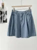 Dames shorts vrouwen geplooDed denim Solid color casual vrouwelijke jeans 2024 zomer