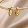 Stud Fashion Gold Color Square Hoop Ohrringe für Frauen trendt Metall U-förmiger Kreis Ohrring Hochzeit ästhetischer Schmuck Mujer