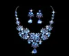 Crystal Bridal Wedding Sieraden Set Fashion Rhinestone Water Drop oorbellen Ketting Set Hollow Flower Women Party Sieraden Set Gift2388769