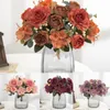 Fleurs décoratives 1 faisceau de soie de pivoine Bouquet de décoration maison Accessoires de mariage Scrapbook de mariage fausses plantes diy pompons roses artificielles