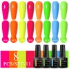 Kits MEET ACROSS 8Pcs Fluorescent Gel Nail Polish Set Neon Color Summer Semi Permanent Varnishes Soak Off UV LED Nail Art Gel Kit