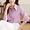 Kvinnors blusar Spring Autumn Business Casual Interior Lapping Ladies Solid Color Clothing Tops Office Lady Shirts Fashion