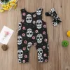 ワンピースCitgeetth Halloween Newborn Skull Flollal Bayby Boys Boys Girls Romper Sreveless Jumpsuit HeadBand衣装夏休みの服