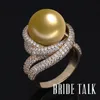 Bride Talk Fashion Brand Women Pearl Ring Cubic Zirconia Twisted Lines Luxury Finger Rings Eleganta smycken för bröllopsfest 240411