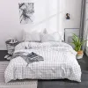 sets Home Comforter Bedding Sets Duvet Cover Pillowcase Euro 2 3 Pieces Black White Plaid 240x220 200x200 150x200