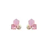 Dangle Chandelier 2024 New Arrival Pink Crystal Square Stud Earrings For Women Girls Elegant Gradual Color Zircon Geometric Earrings Jewelry