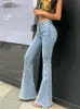Flare jeans broek dames vintage denim y2k dames hoge taille mode rek lang en dunne broek streetwear retro 240423