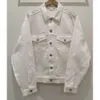デザイナーブランドのメンズ秋のジャケットデニム、ピュアホワイト刺繍、高品質のルーズデニムジャケット