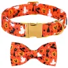 Colliers personnalisés collier de chien fantôme d'Halloween avec un collier de chiot orange arc