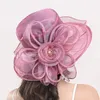 1pc Frauen Organza Mesh Hut Rüschen breit Krempe Sommer Braut Hut Französisches Europa und Amerika Exquisite Party Cap Beach Cap 240415