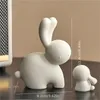 2PCs Modern Abstract Rabbit Figura Estilo Nórdico Ornamento Animal Presentes Decorativos da Família Crafts Cerâmica Decoração da Decoração do Presente 240425